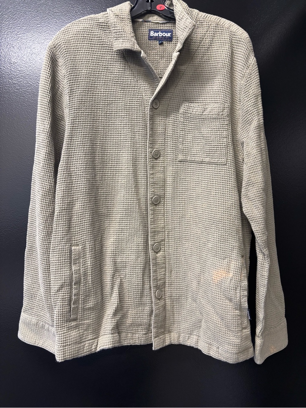 Barbour Light Beige Waffle-Knit Shirt Jacket